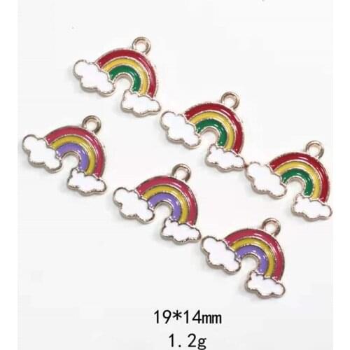 Creativity Dripping Oil Rainbow Coffee Alloy Jewelry Accessories DIY Handmade Accessories Rubber Band Earrings Bracelet Pendants