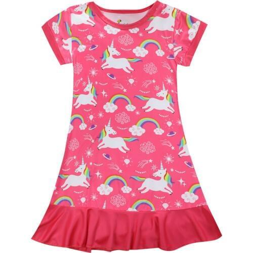 Summer Girl Dress Sleeve 3D Printing Girls Dresses Baby Princess Teenage Casual Clothes kids unicorn dress for girls