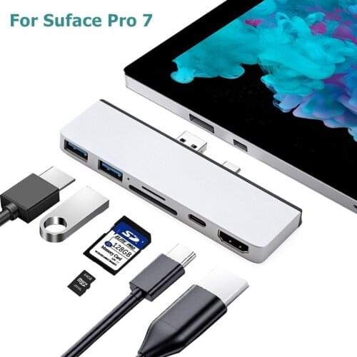 Multifunction USB Type C HUB To HDMI USB3.0 SD TF and Type-c Charging Power for Surfac pro7 Adapter
