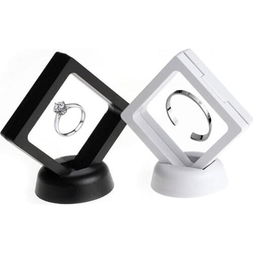 Fashion Suspended Floating Display Case Jewellery Coins Gems Artefacts Holder Stand Box Jewelry