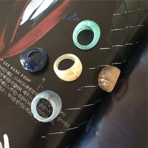 Marble Mint Cream Grey Navy Peach Colorful Transparent Acrylic Resin Chunky Rings for Women Vintage Tortoise Finger Knuckle Ring