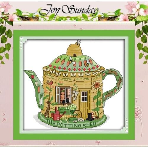 Garden Teapot Painting Counted Cross Stitch 11CT 14CT Cross Stitch Set Wholesale Cross-stitch Kit Embroidery Needlework