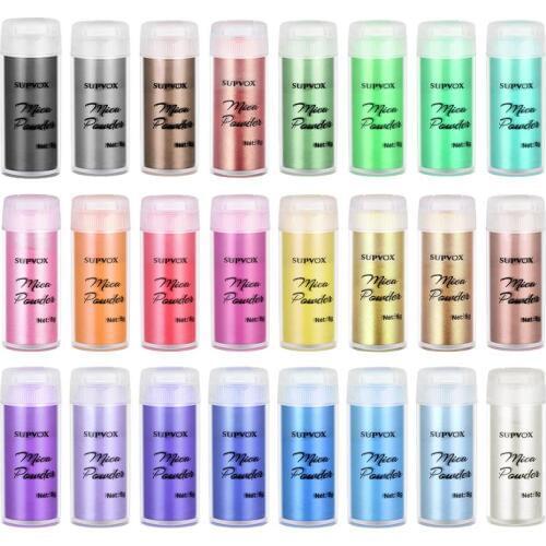 SUPVOX 24 Colors Mica Powder Kit Pigments Epoxy Resin Dye Soap Making Colorants Set for Soap Making Coloring Nail Art
