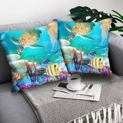 Cushion cover for marine animals Cartoon turtle Car Sofa Home Decor Pillow Case Polyester Throw Pillow Cases cojin personalizado