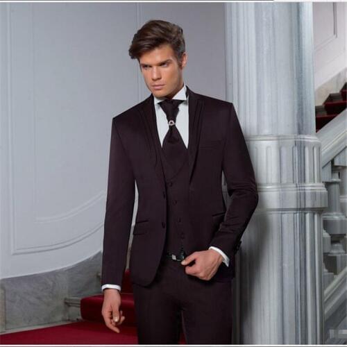 2020 Latest Purple Men Suit For Wedding 3Pieces(Jacket+Pants+Vest+Tie) Custom Made Prom Groom Men Suits Tuxedo Terno Masculino