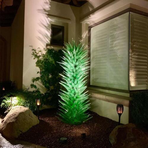 New Design Green Murano Glass Art for Garden Luxury Blown Glass Style Sculpture Outdoor Decoration