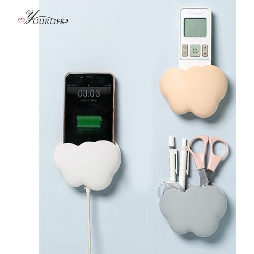 OYOURLIFE Wall Mounted Mobile Phone Remote Control Holder Creative Key Power Cord Sundries Storage Holder Wall Shelf Organizer