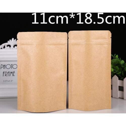 1000Pcs 11*18.5cm Zip Lock Kraft Paper Aluminum Foil Party Pack Bag Coffee Tea Powder Food Package Valve Zipper Pouch
