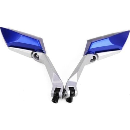 Pair rear-view mirror for motorcycle Scooter tread screw 8mm 10mm M8 M10 blue color