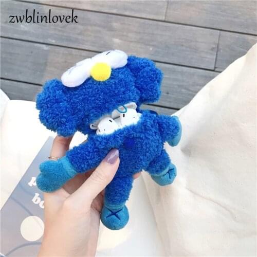 Key Chain Cute Cartoon Keychain Plush Case for Airpods Bluetooth Earphone Protective Cover Keyring Foe Women