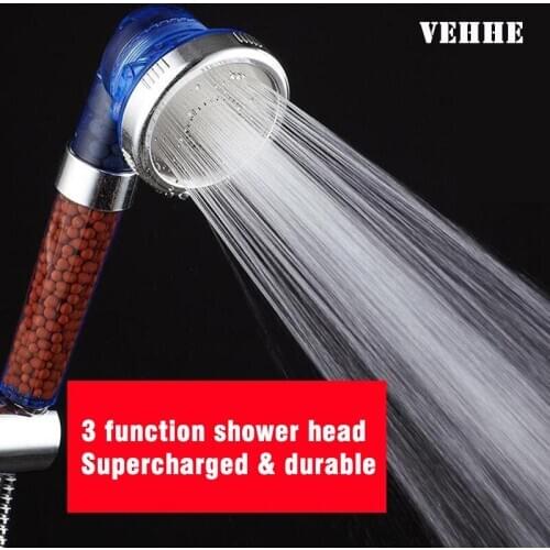 3 Functions High Pressure SPA Shower Head Water Saving Showerhead Bathroom Anion Filter Adjustable Jetting Nozzle Shower Head