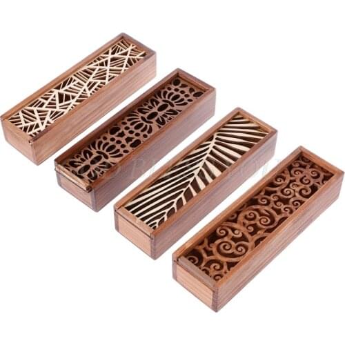Retro Wooden Stationery Case Hollow Out Boxes Desktop Pencil Storage Organizer Drop Shipping