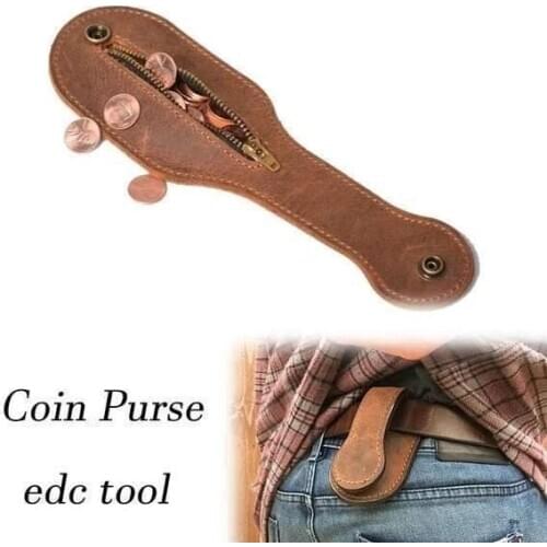 Rustic Durable Thick Vintage Polish Style Wallet Bourbon Brown EASYANT Mini Leather Coin Purse Outdoor Men EDC Multi Tool