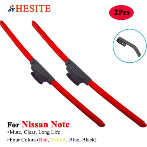 2Pcs Red Yellow Frameles Car Windscreen Wiper Blades For Nissan NOTE E11 E12 Accessories 2005 2006 2008 2010 2013 2014 2015 2016