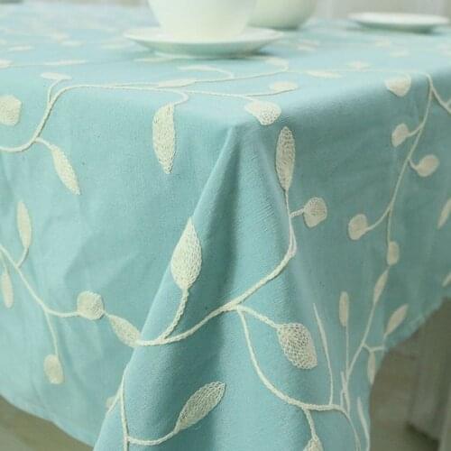 Embroidered Cotton Table Cloth Crochet Leaf Tablecloth Embroidery Dustproof Square Rectangular Dinning Table Cover Home Textile