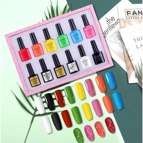 10ml Soak Off Gel Nail Polish Set Long Lasting Manicure UV Gel Varnish Base and Top Coat Matte Coat Burst Magic Nail Remover Set