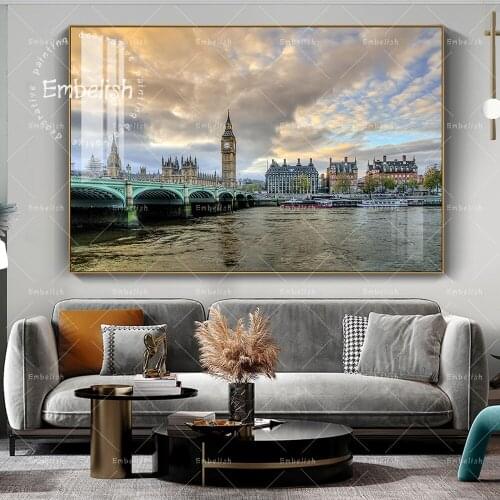 Embelish 1 Pieces Modern Wall Posters For Living Room Big Ben London Bridge HD Canvas Painting Home Decor Landscape Pictures