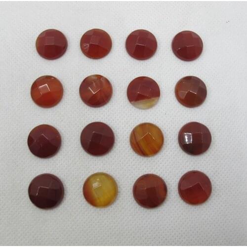 Amazing!!Natural Red Agat e 15mm Faceted Round Gem stone Jewelry Cabochon Natural Carnelian Ring face 5pcs/lot