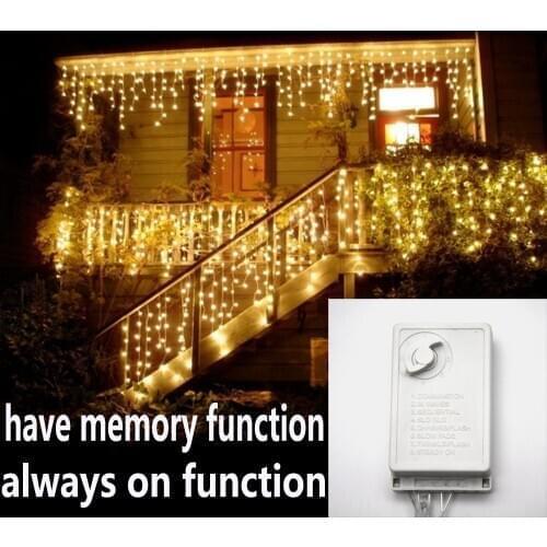 5M Waterproof Extendable Curtain Icicle Lights Plug in Fairy String Lights Christmas Light for Bedroom Patio Yard Garden Wedding