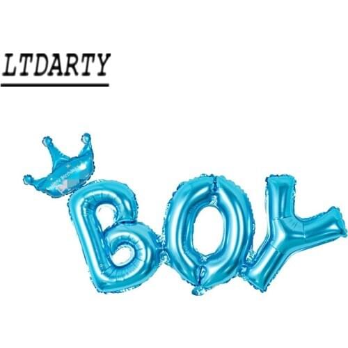 2pcs baby shower balloon letter Siamese boy girl balloon mini crown aluminum foil birthday party decoration ball