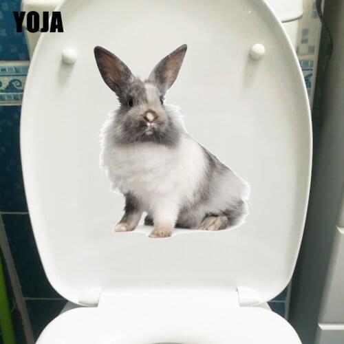 YOJA 18.9×23.4CM Close-up Cute Rabbit Toilet WC Decoration Fashion Bedroom Wall Stickers Home Accessories T1-3216
