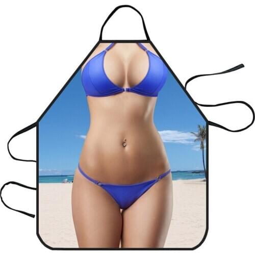 Funny 3D Kitchen Apron Digital Printed Sexy Naked Men Aprons Muscle Pattern Dinner BBQ Barbecue Cooking Uniform Christmas Gift