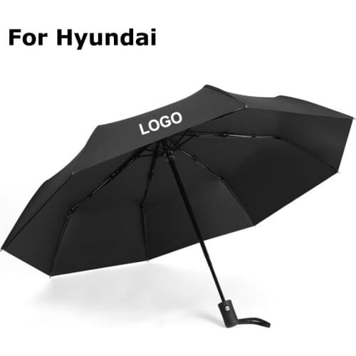 Car Logo Umbrella Women Men Automatic Parasol For Hyundai Tucson Kona Creta Solaris Santa Elantra Sonata Verna ix25 Accessories