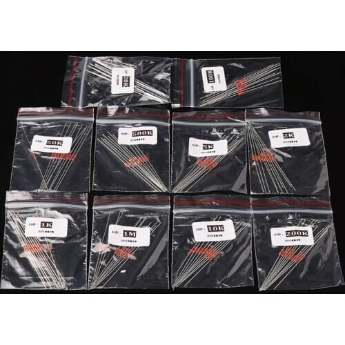 100 Pcs 10 Values NTC-MF58 Thermistor 1K 2K 5K 10K 20K 50K 100K 200K 500K 1M