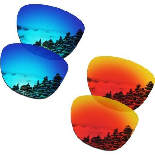 SmartVLT 2 Pairs Polarized Sunglasses Replacement Lenses for Oakley Frogskins Ice Blue and Fire Red