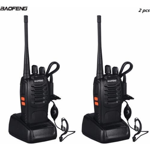 2pcs VHF/UHF BF-888S Portable FM Transceiver Rechargeable Walkie Talkie in Two Senses 5W 2-way Ham Radio Comunicador