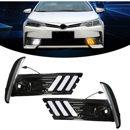 Car LED Daytime Running Light For Toyota Corolla 2017-ON With Turn Signal Amber Lamp Drving Day Light DRL Assembly
