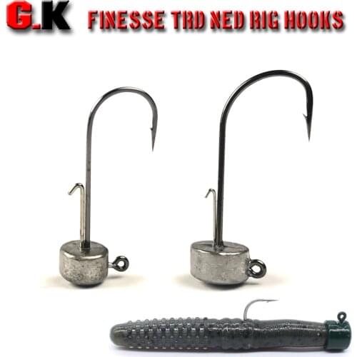 Brand 4pcs/Lot Finesse NED Rig Lead Hook Crank Jig Head Barbed Lure Hooks Soft Bait Worm For Bass Fishing Accessories