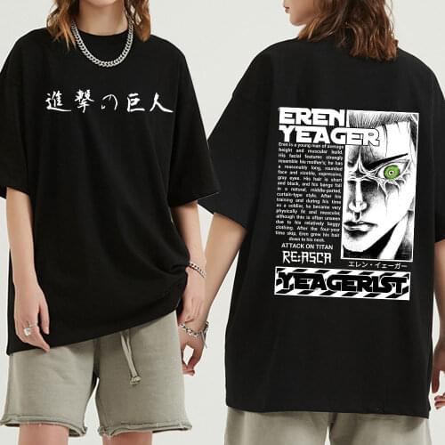 Summer Eren Yeager Manga Hot Japanese Anime Attack on Titan Men Women T Shirt Harajuku Cartoon Graphic Tees Unisex Female Tops