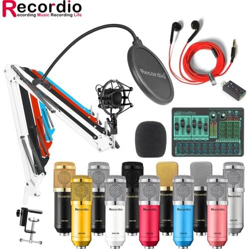 GAM-800H Professional Studio Home Condenser Recording Microphone with Adjustable Arm Stand for Computer Gaming Broadcasting