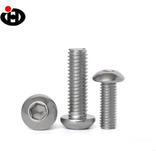 JINGHONG M5*6/8/10/12/14/16/18/20/22/25/30/35/40/45 SS 304 50PCS ISO 7380 Hex Socket Button Head Cap Screw