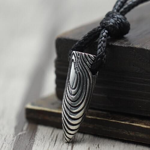 925 sterling silver weapon bullet pendant men and women simple vintage wax rope necklace