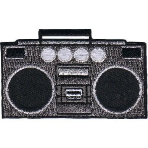 Hot! Boombox Applique Patch - Tape Deck, Jambox, Radio, Speakers (Iron on) (Size is about 7-4.3 cm)