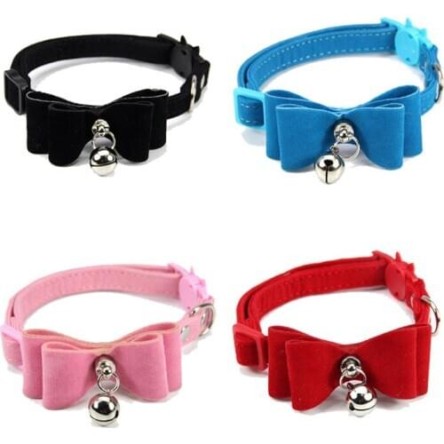 Cute velvet bow cat bell collar adjustable pet lovely collar wear comfortable suit of small and medium pets puppy and kitten use