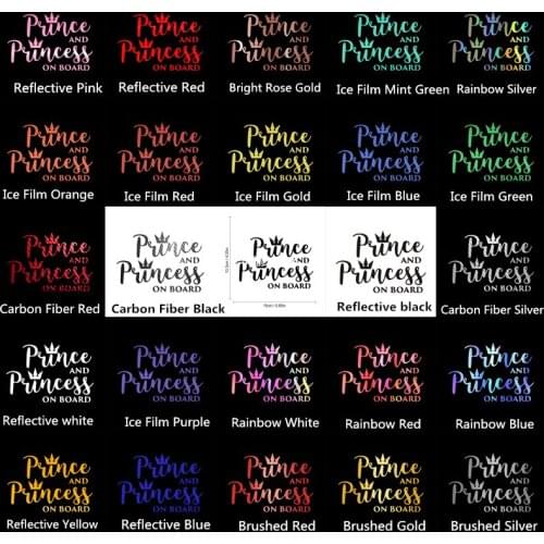 Rylybons 15*10.3cm "Prince and Princess On Board" Car Sticker Body Window Car Styling Car Stickers and Decal Vinyl Car Decor