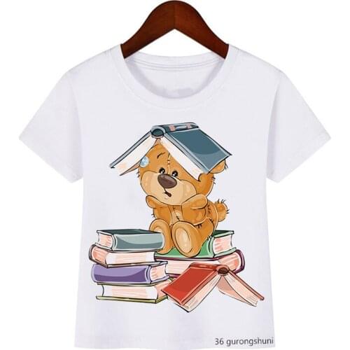 New Bear Cartoon Print Summer Style Kids Tshirt Cute Kids Clothes Summer T-shirt for Boys/girls Cute Toddler Baby Tshirt Tops