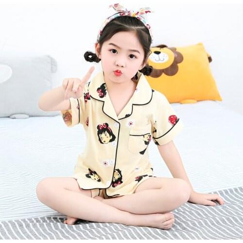New Arrivals 2021 Girls Nightwear Pants Summer Children Pajamas Set Baby Cute Cotton Sleepwear Suit Boys Set Kids Gift