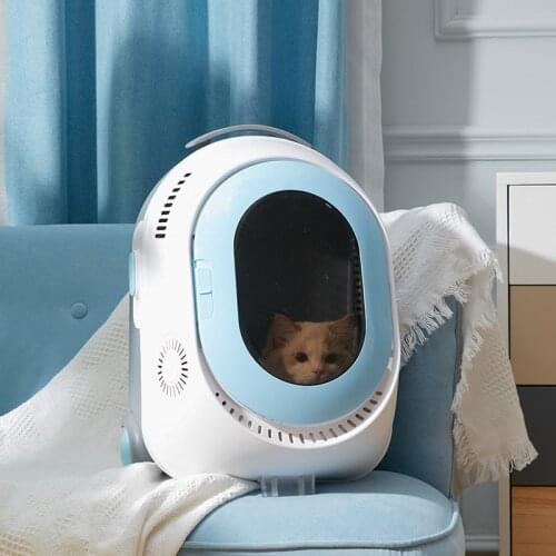 Pet Traver Backpack Protable Pet Cat Carrier Bag With Lightig Fan And Fresh Air System Cat Carriers Bag Multifunctional Trolley