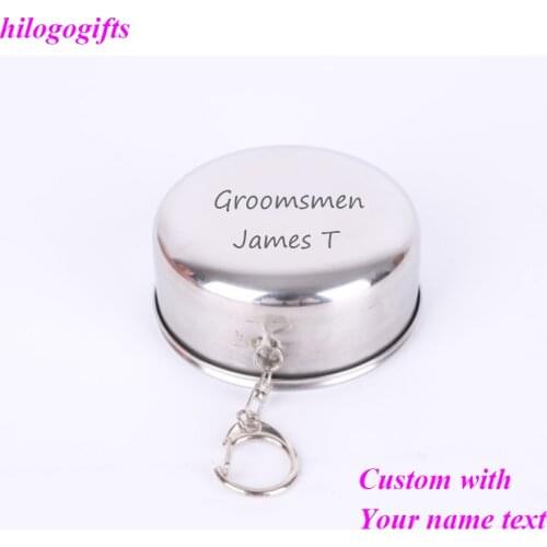 Personalized Groomsmen Gift MUG Beer Cup Custom With Any logo name Outdoor Portable Folding Camping Cups With Hook Keychain