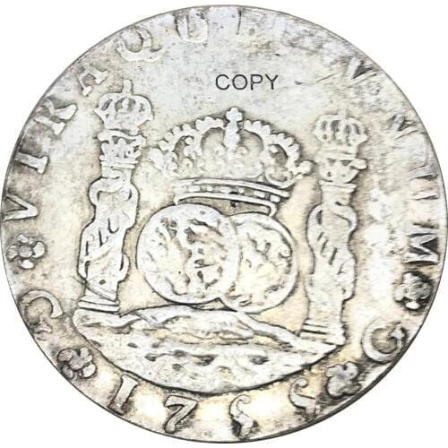 Peru Ferdinand VI 8 Reales 1755 LM JM BRASS Silver PLATED Copy Coins