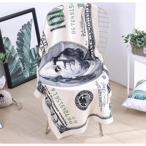 140*70 Beach Towel for Adults Money 100-Dollar Bill Print Shower Bath Towel Quick Dry Swim Bath Mat Beach Towel Travel Blanket