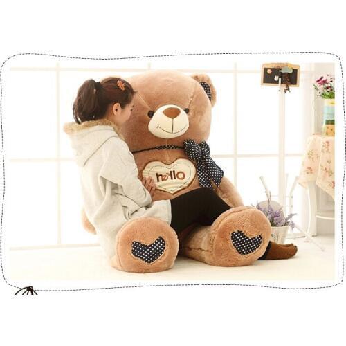 Larggest 150cm "hello" teddy bear plush toy sweet bear doll ,throw pillow , cushion , birthday gift b7819
