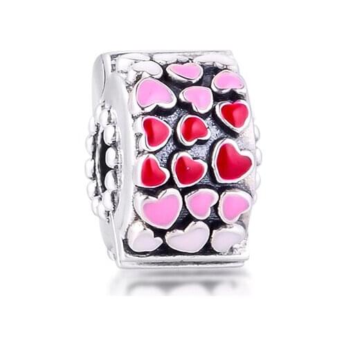 Fits Pandora Bracelet Mixed Enamel Burst of Love Clip Charm 925 Sterling Silver Metal Beads DIY Jewelry Making Berloque Charmsy