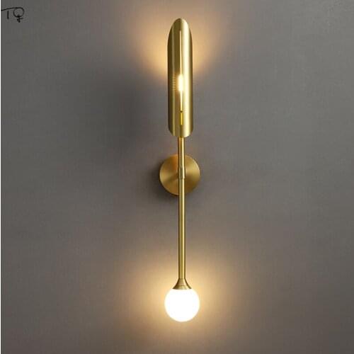 Post-Modern Luxury Brass Wall Lamp Gold Lustre Indoor Lighting Double Head Living/Dining Room Background Corridor Aisle Bedside