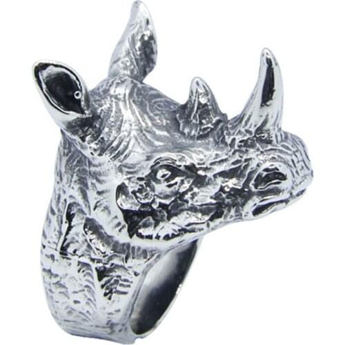 Rany&Roy Newest Golden Silver Color Rhinoceros Head Ring 316L Stainless Steel Jewelry Punk Style Animal Ring