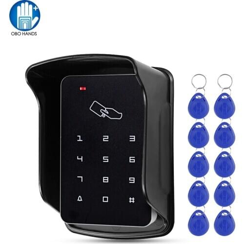 RFID Access Control Keypad 125KHz Standalone Access Controller Access Control Keypad with Waterproof Cover And 10pcs Keyfobs